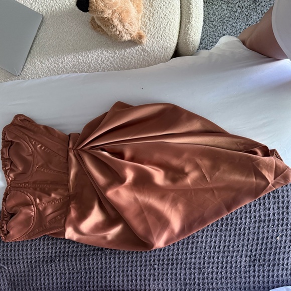 Elegant Rust Satin Dress - Picture 1 of 4